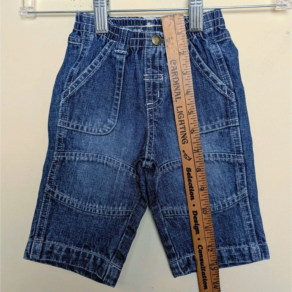Vintage Gymboree Elephant 2005 Denim Double Knee Blue Jeans Infant 3-6 months